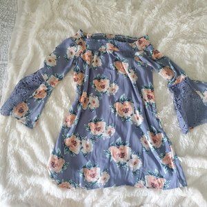 Sequin Hearts Off-the-Shoulder Floral Dress
